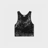 Clearance embroidered tank top in silk and cotton Women Knitwear | Shirts And Tops
