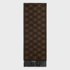 Outlet fringed scarf in monogram cashmere Hats And Soft Accessories