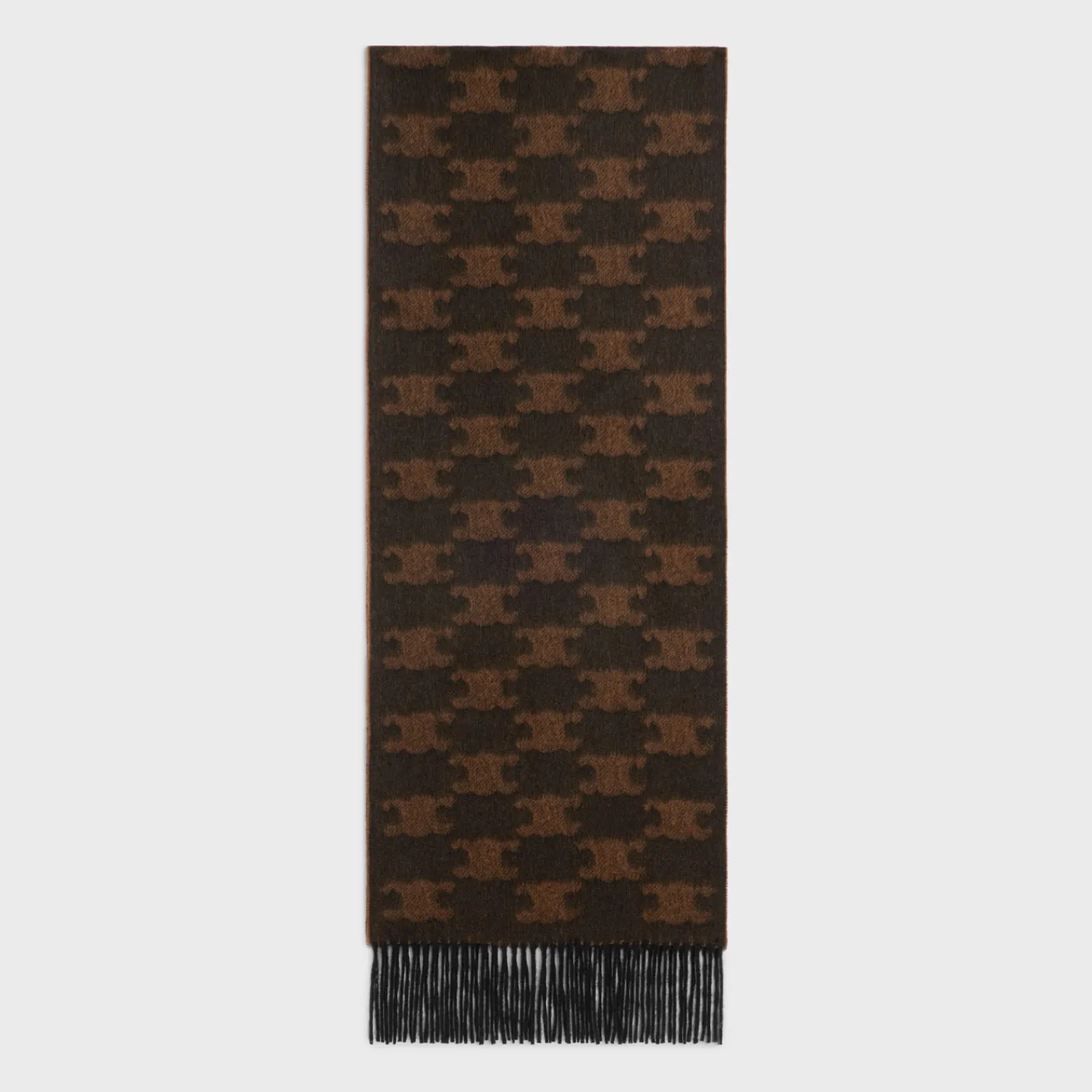Outlet fringed scarf in monogram cashmere Hats And Soft Accessories