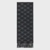 Sale fringed scarf in monogram cashmere Hats And Soft Accessories