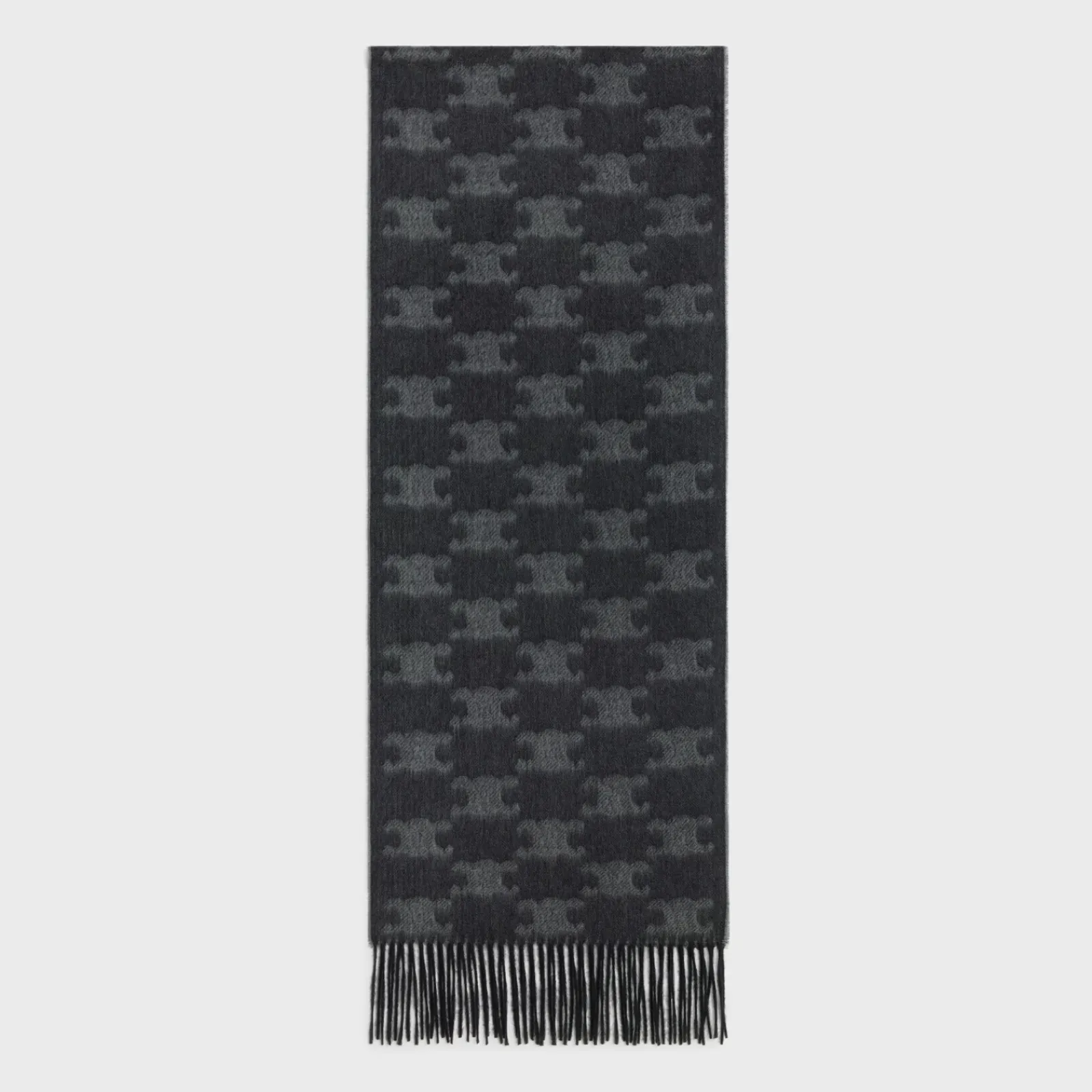 Sale fringed scarf in monogram cashmere Hats And Soft Accessories