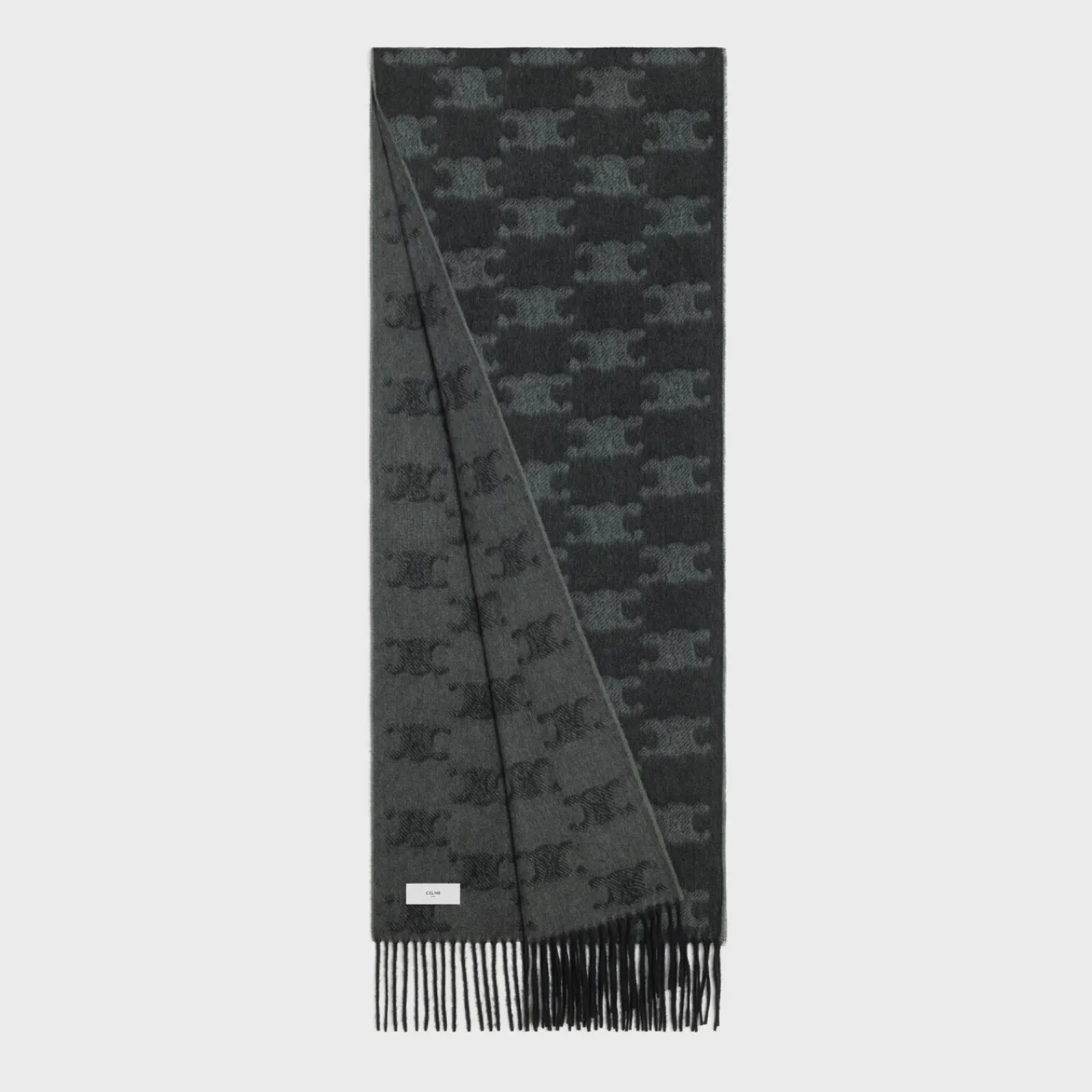 Sale fringed scarf in monogram cashmere Hats And Soft Accessories