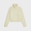 Online high neck sweater in aran alpaca wool Women Knitwear
