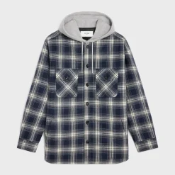 New hooded overshirt in checked cotton Coats & Blousons