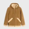 Sale hooded parka in triomphe curly lambskin Women Coats | Leather And Shearling