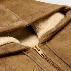 Sale hooded parka in triomphe curly lambskin Women Coats | Leather And Shearling