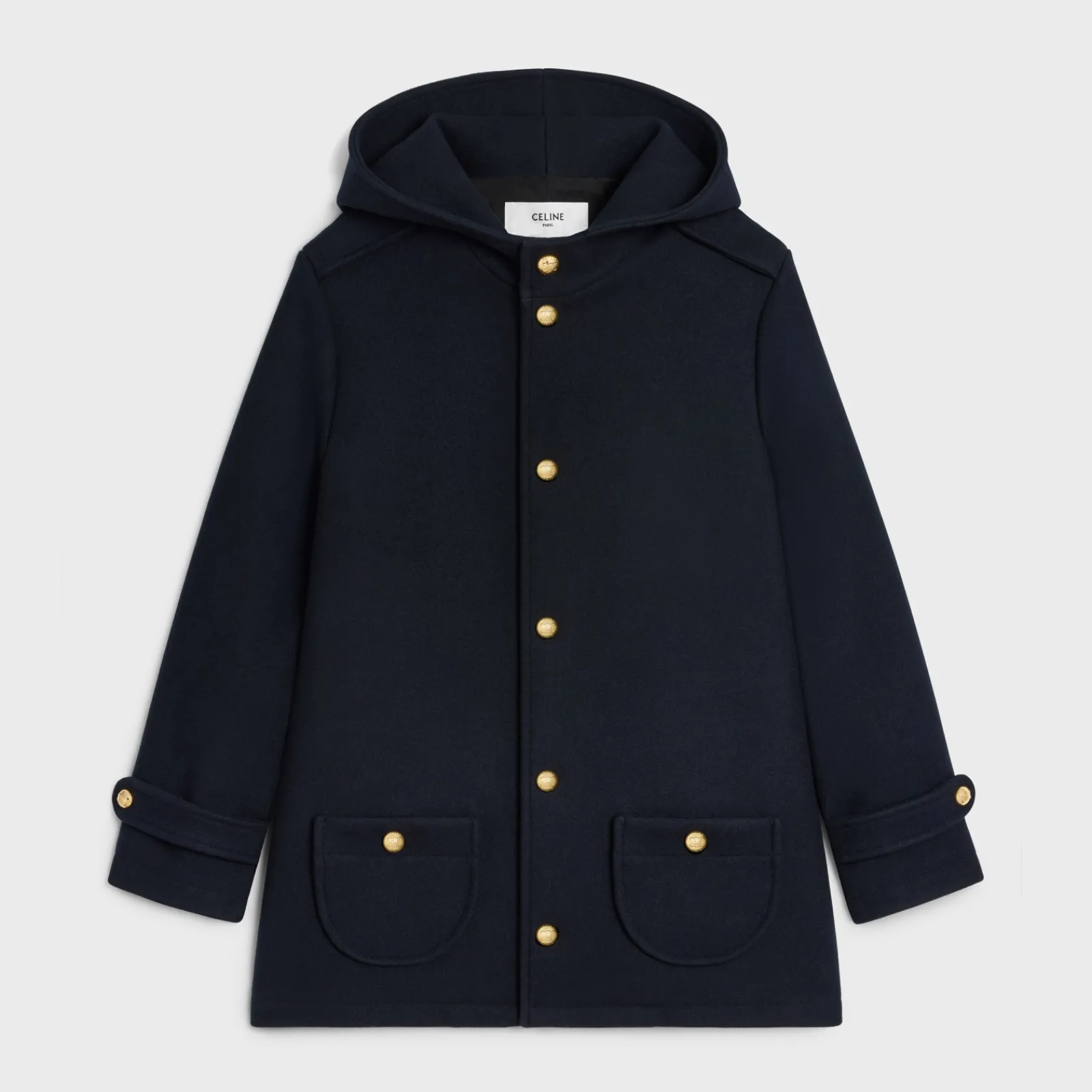New hooded Triomphe coat in wool felt Women Coats