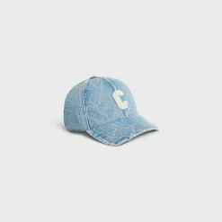 Hot initial baseball cap in denim Hats And Soft Accessories