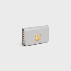 Clearance KEY CASE TRIOMPHE in Shiny calfskin Women Triomphe | Categories·Pouches And Tech Accessories