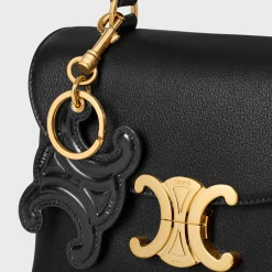 Sale KEYRING TRIOMPHE CHARM in PATENT CALFSKIN with GOLD FINISHING Women Categories·Straps And Accessories