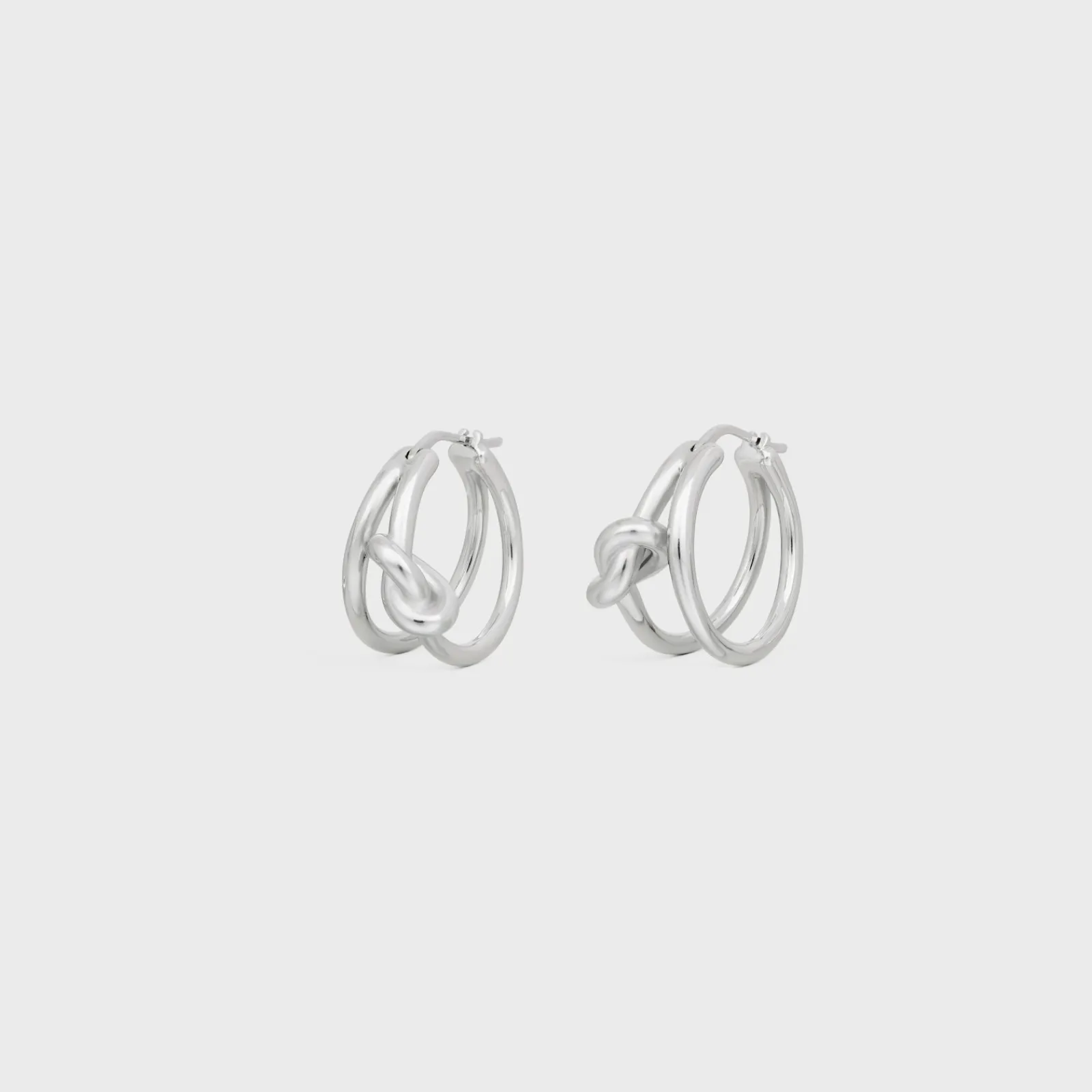Sale Knot Double Hoops in Brass with Rhodium Finish Women Knot | Categories·Earrings