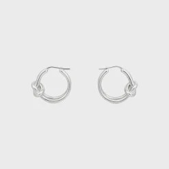 Sale Knot Double Hoops in Brass with Rhodium Finish Women Knot | Categories·Earrings