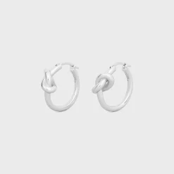 New Knot Small Hoops in Brass with Rhodium finish Women Knot | Categories·Earrings
