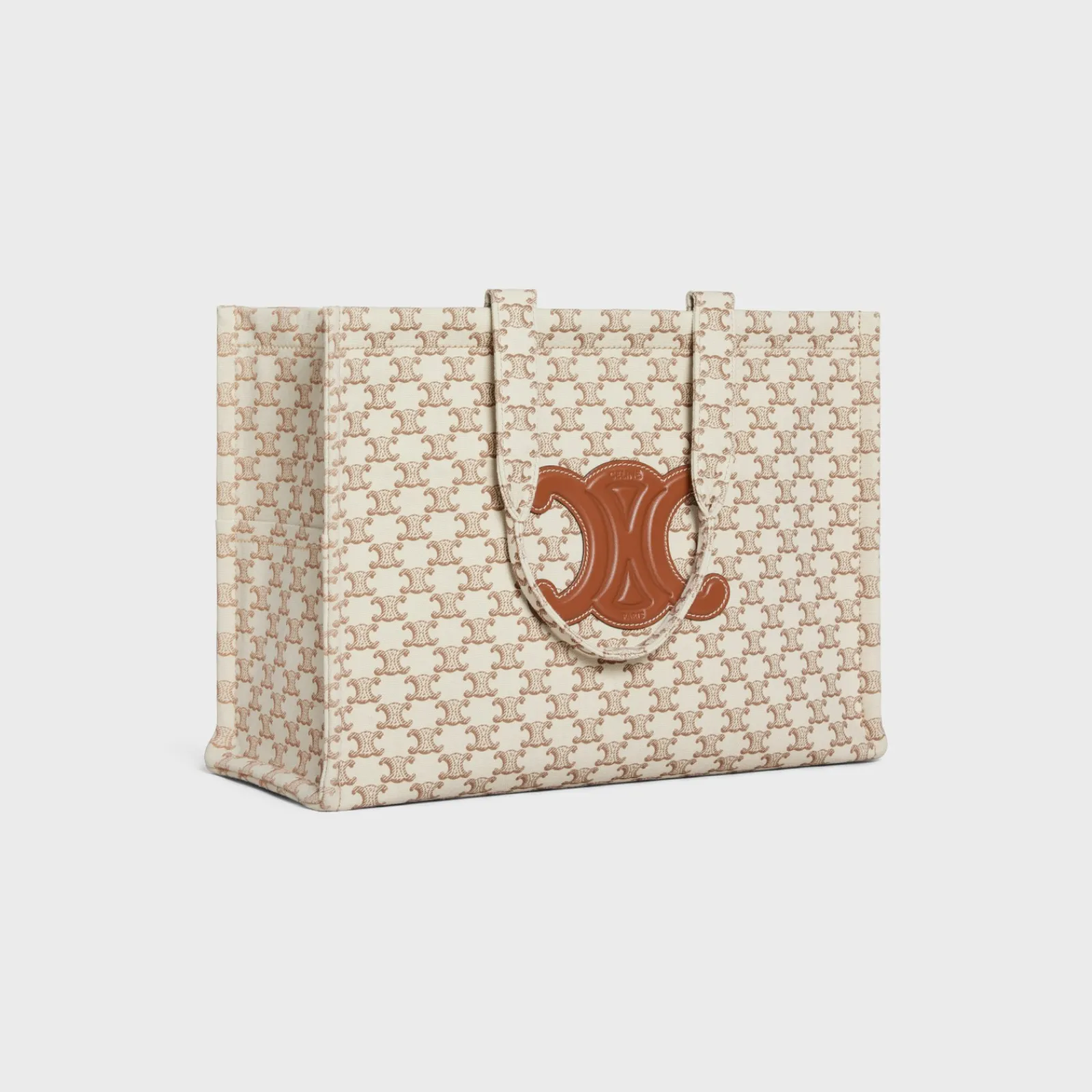 Outlet Large Cabas Thais in TEXTILE WITH TRIOMPHE CANVAS PRINT AND CALFSKIN Women More Lines·Classic Panier | More Lines·Other Lines
