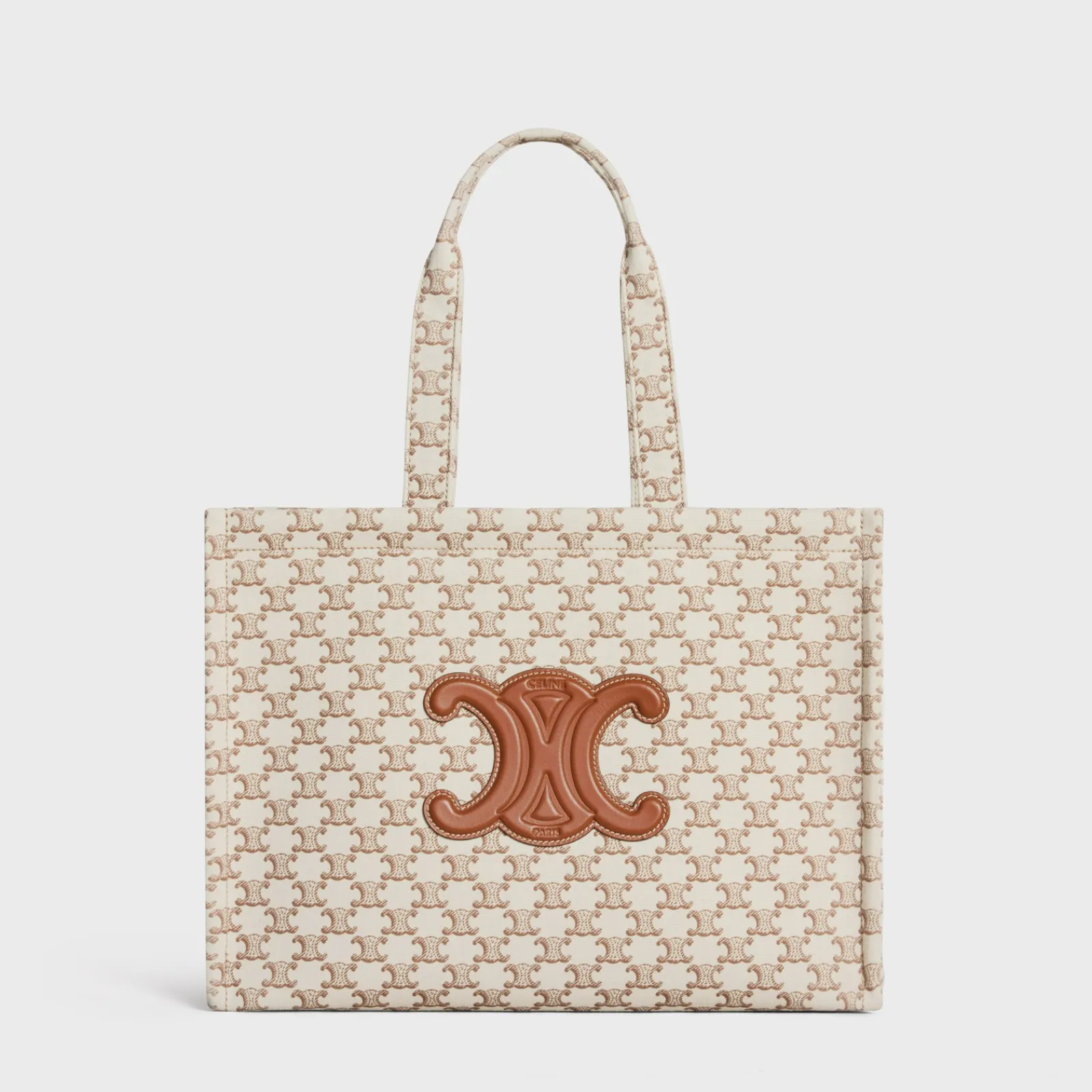 Outlet Large Cabas Thais in TEXTILE WITH TRIOMPHE CANVAS PRINT AND CALFSKIN Women More Lines·Classic Panier | More Lines·Other Lines