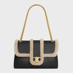 Online LARGE VICTOIRE BAG in CREASED LAMBSKIN AND SHEARLING Women More Lines·Celine Victoire | Categories·Cross-Body Bags