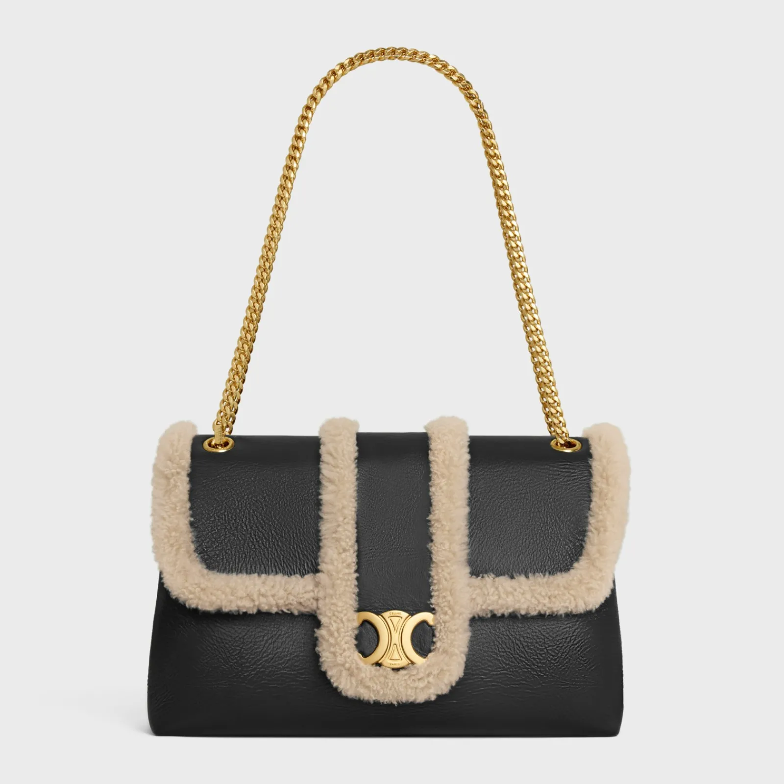 Online LARGE VICTOIRE BAG in CREASED LAMBSKIN AND SHEARLING Women More Lines·Celine Victoire | Categories·Cross-Body Bags