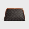 Fashion LARGE COSMETIC POUCH IN TRIOMPHE CANVAS AND CALFSKIN Beauty Accessories | Travel