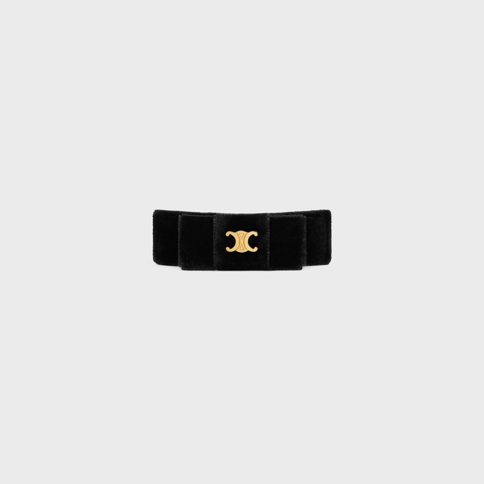 Hot Le Soir Ribbon Hair Clip in Polyester, Calfskin, Brass with Gold Finish and Steel Women Hair Accessories