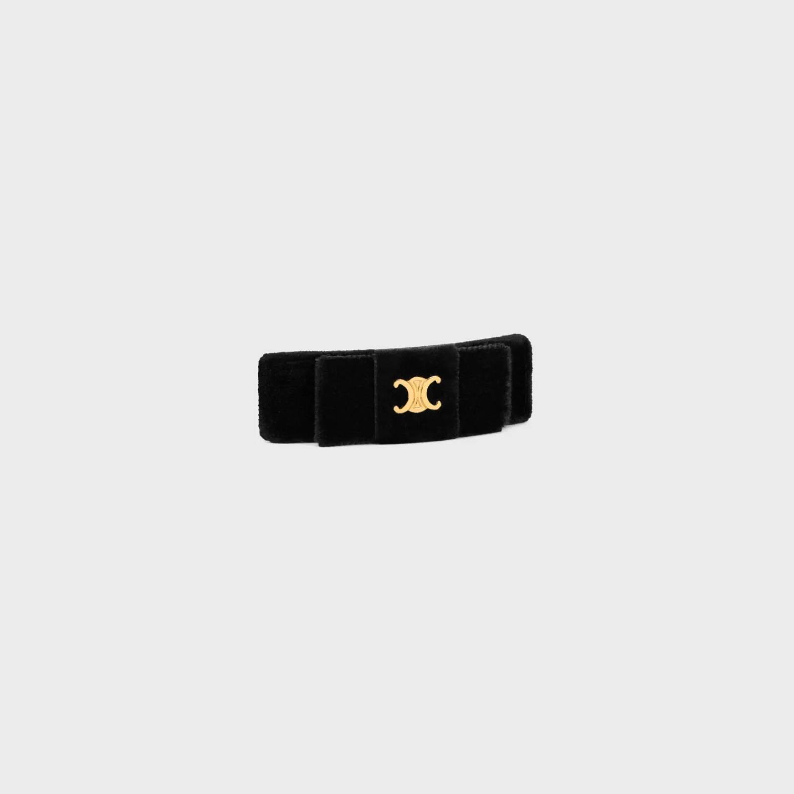 Hot Le Soir Ribbon Hair Clip in Polyester, Calfskin, Brass with Gold Finish and Steel Women Hair Accessories