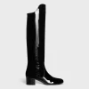 Clearance LES BOTTES TRIOMPHE UNDER THE KNEE BOOT in PATENT CALFSKIN Women Boots And Ankle Boots