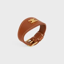Hot Les Cuirs Bracelet in Calfskin and Brass with Gold Finish Women Triomphe | Other Lines