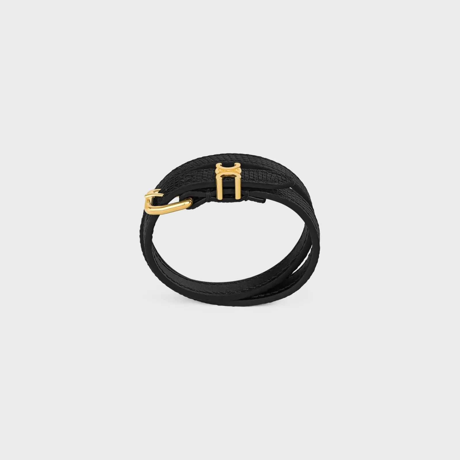 Discount Les Cuirs Double Bracelet in Lizard, Calfskin and Brass with Gold Finish Women Triomphe | Other Lines
