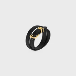 Discount Les Cuirs Double Bracelet in Lizard, Calfskin and Brass with Gold Finish Women Triomphe | Other Lines