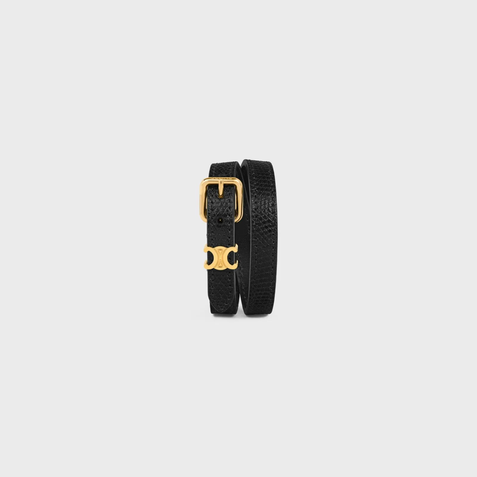 Discount Les Cuirs Double Bracelet in Lizard, Calfskin and Brass with Gold Finish Women Triomphe | Other Lines