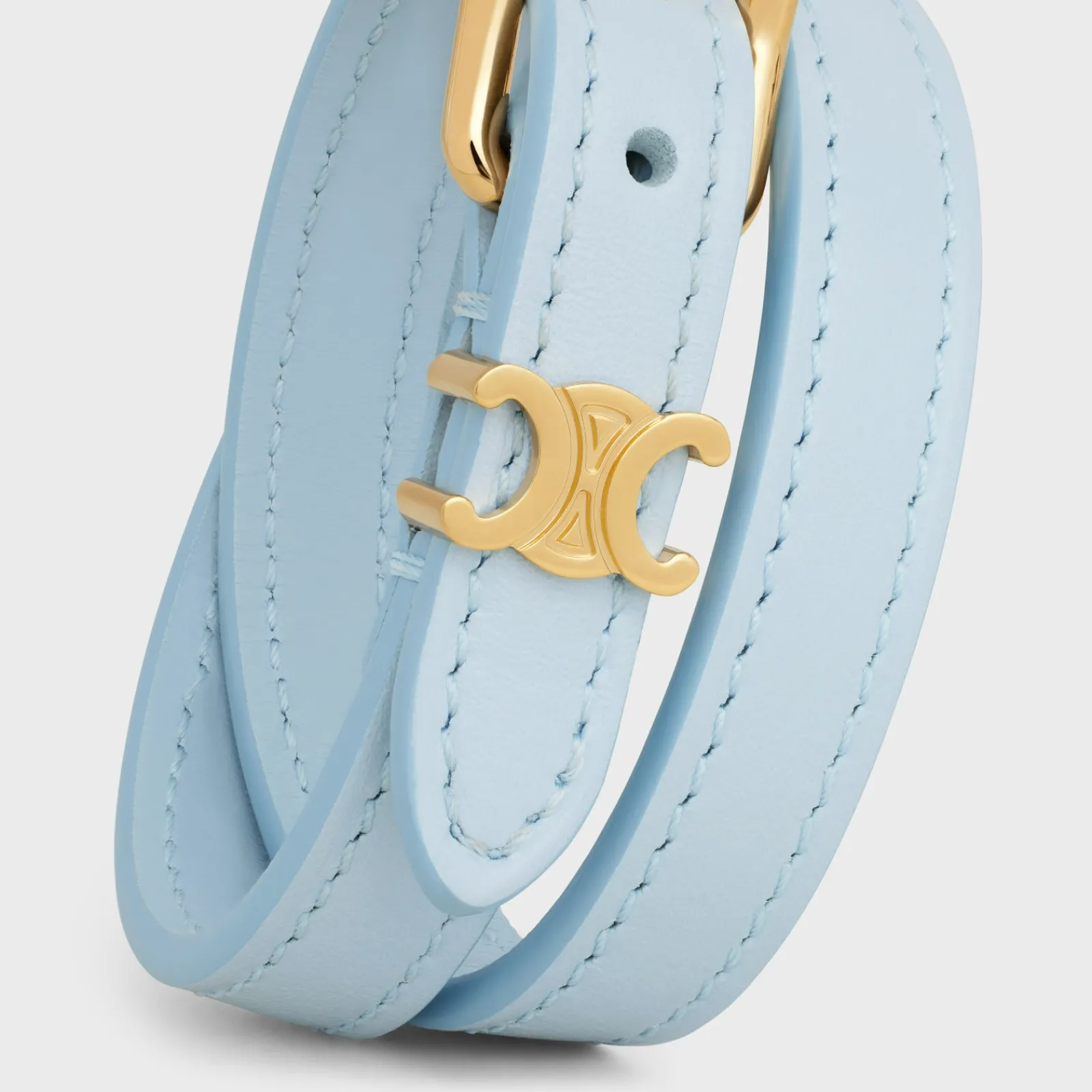 Discount Les Cuirs Double Bracelet in Calfskin and Brass with Gold Finish Women Triomphe | Other Lines
