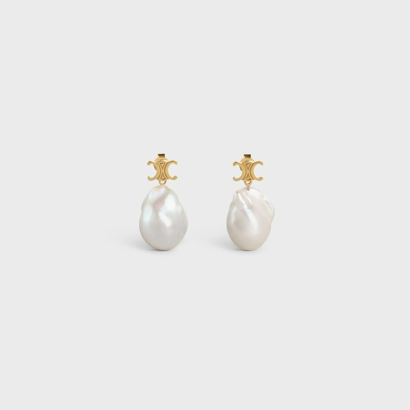 Fashion Les Perles Baroque Earrings in Brass with Gold Finish and Cultured Pearls Women Triomphe | Categories·Earrings