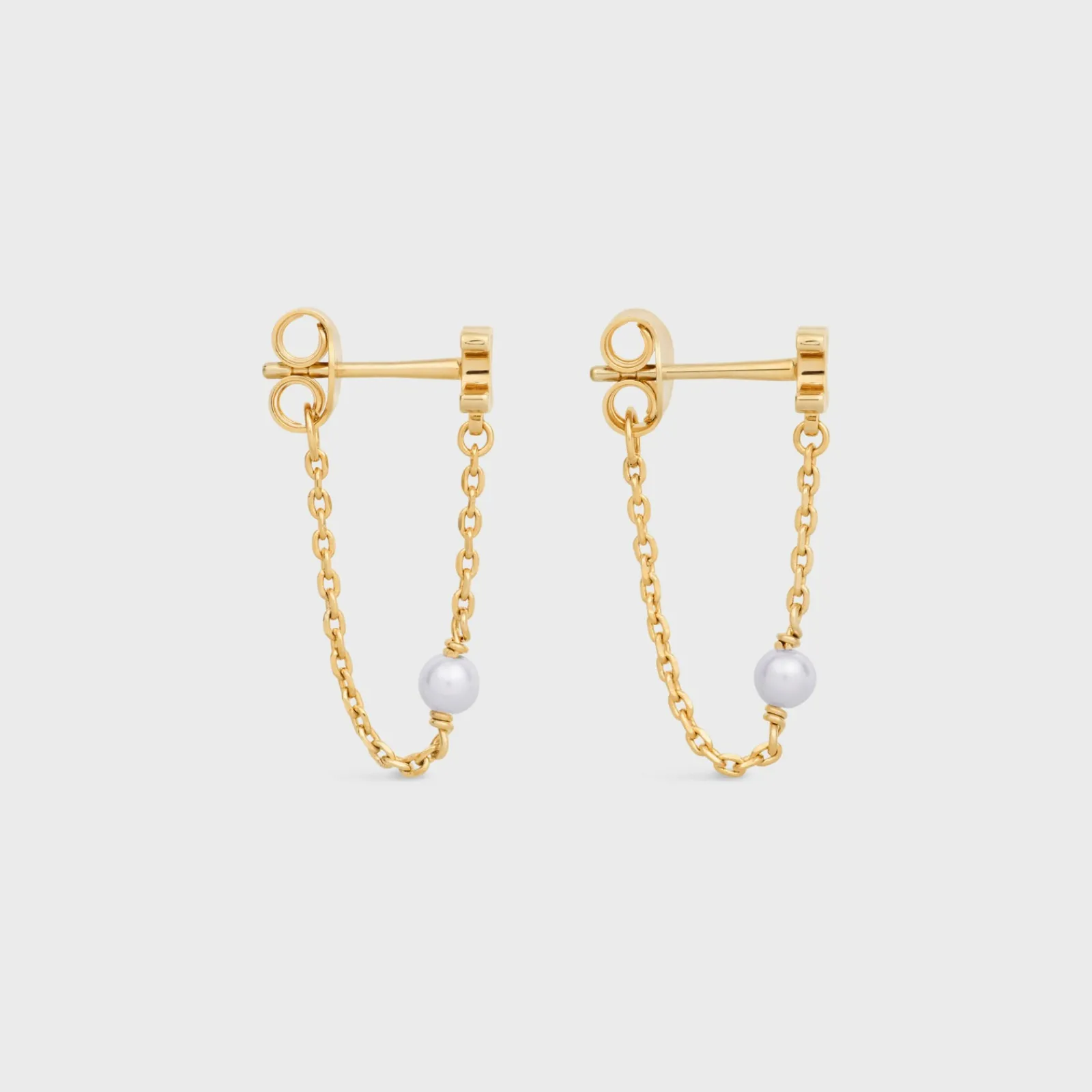 New Les Perles Chain Earrings in Brass with Gold Finish and Resin Pearls Women Triomphe | Categories·Earrings