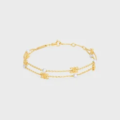 Discount Les Perles Double Bracelet in Brass with Gold Finish and Resin Pearls Women Triomphe | Categories·Bracelets
