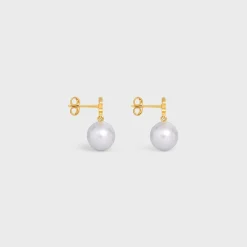 Best Les Perles Earrings in Brass with Gold Finish and Glass Pearls Women Triomphe | Categories·Earrings