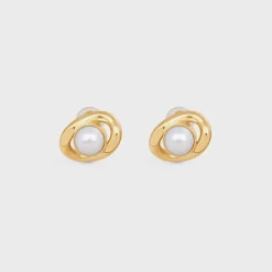 Sale Les Perles Maillon Earrings in Brass with Gold Finish and Resin Pearls Women Other Lines | Categories·Earrings