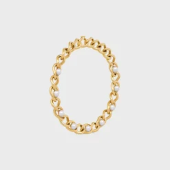 Online Les Perles Maillon Necklace in Brass with Gold Finish and Resin Pearls Women Other Lines | Categories·Necklaces