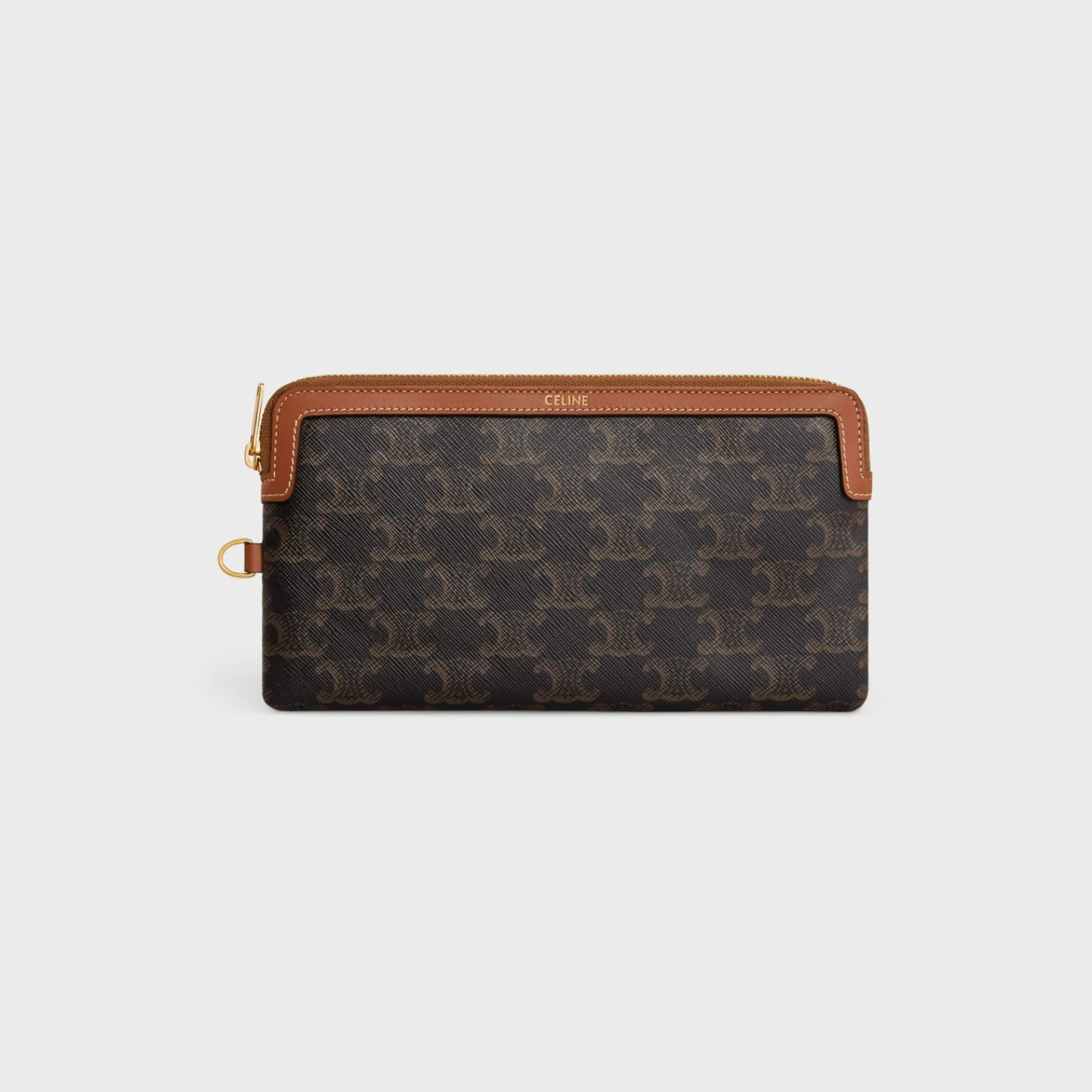 Outlet LONG POUCH WITH STRAP in triomphe canvas and calfskin Women Triomphe Canvas | Categories·Pouches And Tech Accessories
