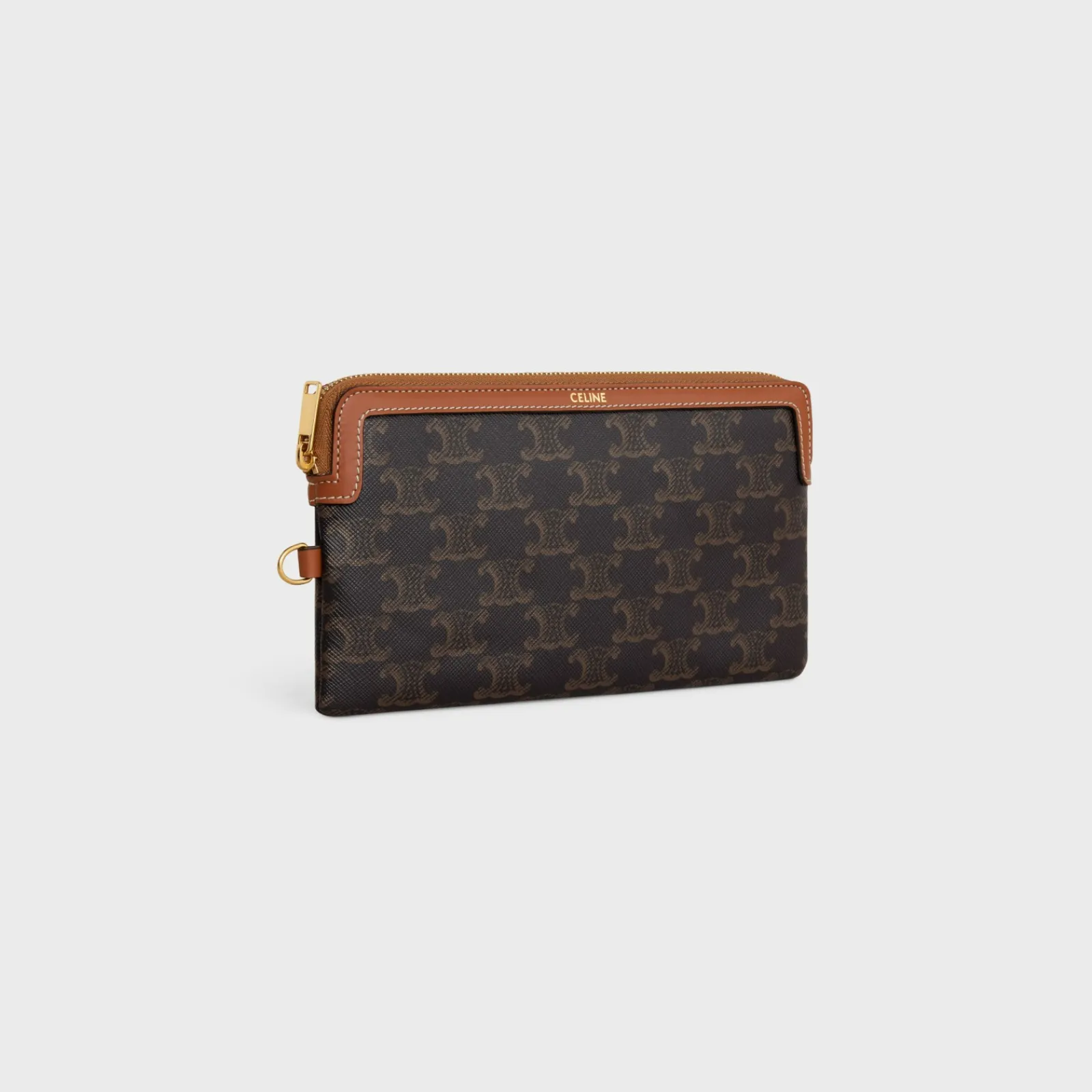Outlet LONG POUCH WITH STRAP in triomphe canvas and calfskin Women Triomphe Canvas | Categories·Pouches And Tech Accessories