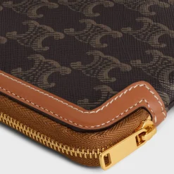 Outlet LONG POUCH WITH STRAP in triomphe canvas and calfskin Women Triomphe Canvas | Categories·Pouches And Tech Accessories