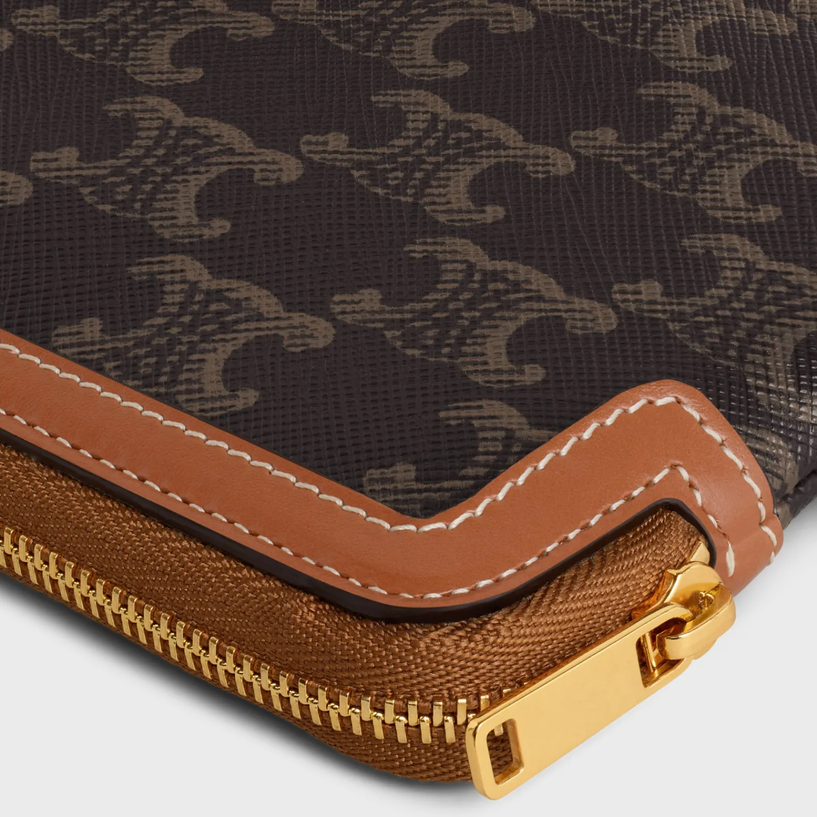 Outlet LONG POUCH WITH STRAP in triomphe canvas and calfskin Women Triomphe Canvas | Categories·Pouches And Tech Accessories