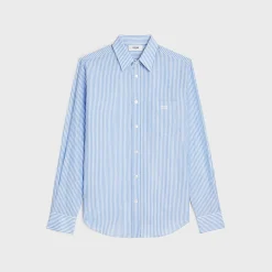 Fashion loose shirt in striped cotton linen Shirts