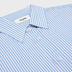 Fashion loose shirt in striped cotton linen Shirts