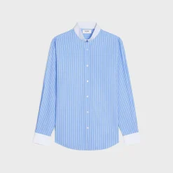 Online loose shirt with inverted collar in striped cotton Shirts