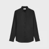 Fashion loose shirt with inverted collar in cotton poplin Shirts