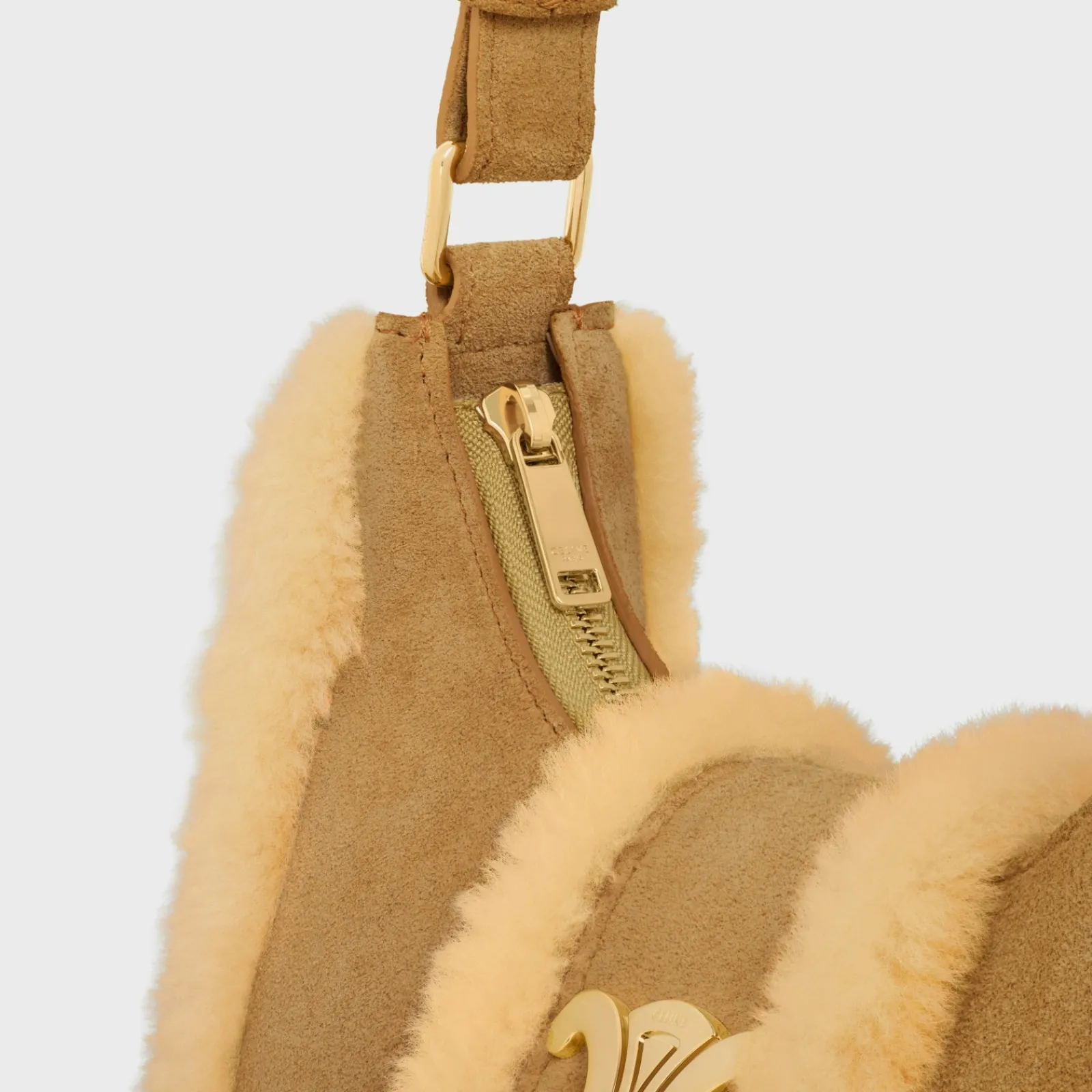 Fashion MEDIUM AVA TRIOMPHE BAG in SUEDE CALFSKIN AND SHEARLING Women More Lines·Ava | Categories·Shoulder Bags