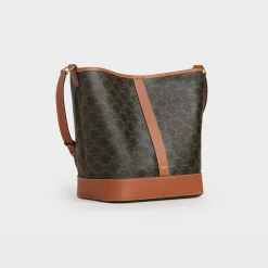 Outlet Medium Bucket in Triomphe Canvas and calfskin Women Triomphe Canvas | Categories·Cross-Body Bags