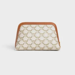 Online MEDIUM COSMETIC POUCH IN TRIOMPHE CANVAS AND CALFSKIN Beauty Accessories | Travel