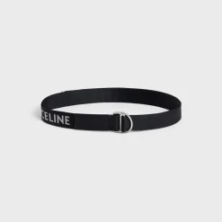 Clearance MEDIUM DOUBLE RING BELT in Jacquard Textile and Calfskin Belts