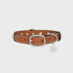 Outlet Medium Large Dog Collar in Triomphe Canvas and Calfskin with Studs Dog Accessories