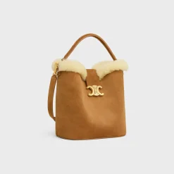 Outlet MEDIUM LOUISE BAG in SUEDE CALFSKIN AND SHEARLING Women Categories·Cross-Body Bags | Categories·Bucket Bags